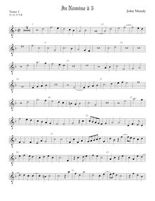 Partition ténor viole de gambe 1, octave aigu clef, n Nomine, Mundy, John