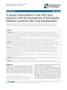 A genetic polymorphism in the CAV1gene associates with the development of bronchiolitis obliterans syndrome after lung transplantation