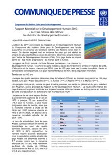 Lancement du Raport sur le Développement Humain 2010 - Rapport ...