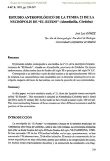 Estudio antropológico de la Tumba 21 de la necrópolis de El Ruedo (Almedinilla, Córdoba)