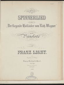 Partition Spinnerlied aus Der fliegende Holländer von Richard wagner (S.440), Collection of Liszt editions, Volume 7