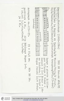 Partition complète et parties, Entrata per la Musica di Tavola en D major, GWV 417