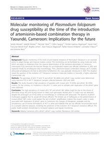 Molecular monitoring of plasmodium falciparumdrug susceptibility at the time of the introduction of artemisinin-based combination therapy in Yaoundé, Cameroon: Implications for the future