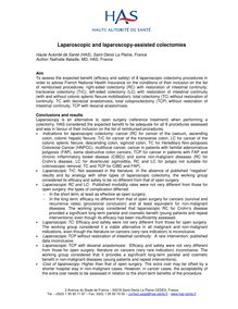 Colectomies par cœlioscopie ou par laparotomie avec préparation par cœlioscopie - Abstract Laparoscopic colectomies