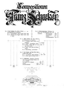 Partition complète, Zwei chansons auf den Tod eines Kindes, Schreker, Franz