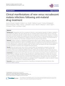Clinical manifestations of new versus recrudescent malaria infections following anti-malarial drug treatment