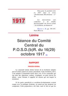 Séance du Comité Central du P.O.S.D.(b)R. du 16(29) octobre 1917
