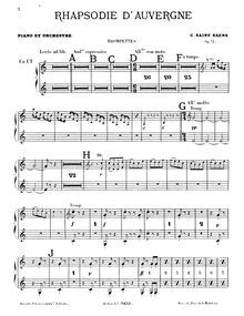 Partition trompette 1/2 (en C), Rhapsodie d Auvergne, Op.73, Saint-Saëns, Camille
