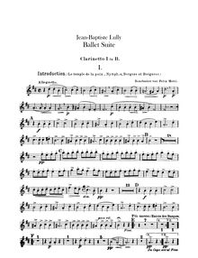 Partition clarinette 1, 2 (B♭), Lully Ballet , Mottl, Felix