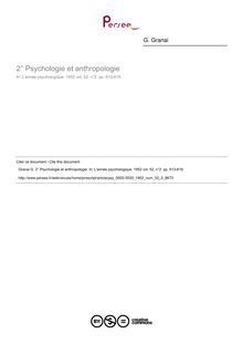 Psychologie et anthropologie - compte-rendu ; n°2 ; vol.52, pg 613-619