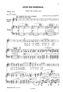 Partition , Unter dem Lindenbaum (B♭ major), Drei chansons, Meyer-Helmund, Erik