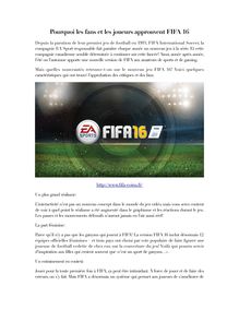 Pourquoi les fans et les joueurs approuvent FIFA 16