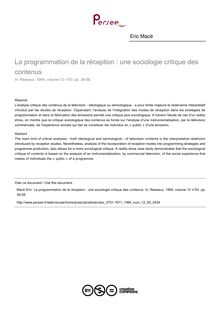 La programmation de la réception : une sociologie critique des contenus - article ; n°63 ; vol.12, pg 39-58