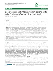 Lipoprotein(a) and inflammation in patients with atrial fibrillation after electrical cardioversion