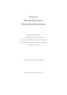 Essays on investor behavior in mutual fund investments [Elektronische Ressource] / Fabian Niebling