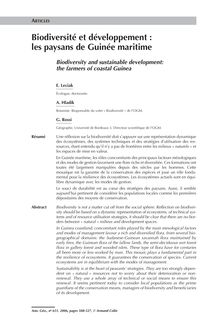 Biodiversité et développement : les paysans de Guinée - article ; n°651 ; vol.115, pg 508-527
