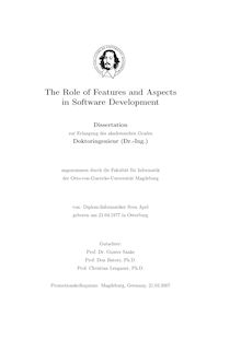 The role of features and aspects in software development [Elektronische Ressource] / von: Sven Apel