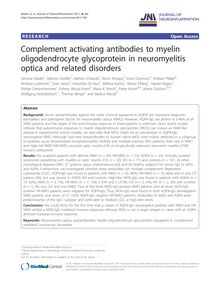 Complement activating antibodies to myelin oligodendrocyte glycoprotein in neuromyelitis optica and related disorders