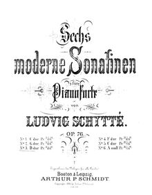 Partition , Sonatina en D major, 6 Moderne Sonatinen, Op.76, Schytte, Ludvig