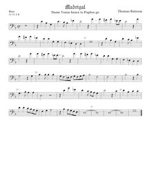 Partition viole de basse (basse clef), pour First Set of anglais Madrigales to 3, 4, 5 et 6 voix