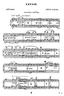 Partition flûte 1/2, Extase, Rêverie, D major, Ganne, Louis