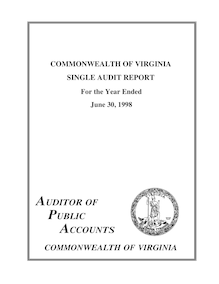 Special ReportCommonwealth of Virginia Single Audit Report for the  year ended June 30, 1998(Report 