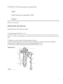 Baccalaureat 1999 biologie humaine et physiopathologie s.m.s (sciences medico sociales) semestre 2