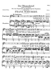 Partition complète, original key (B♭ major), Der Blumenbrief, D.622