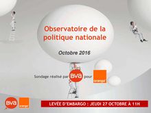 Observatoire de la politique nationale - BVA / Orange - Octobre 2016