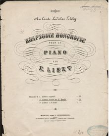 Partition complète, Hungarian Rhapsody No.2, Lento a capriccio, C♯ minor par Franz Liszt