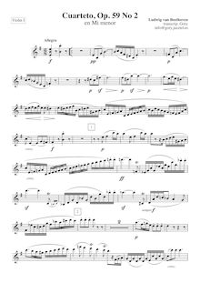 Partition violon 1, corde quatuor No.8, Op.59/2, Second Rasumowsky-Quartet