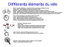 Différents éléments du vélo