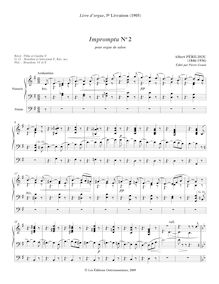Partition Impromptu No 2, Livre d Orgue, 5e livraison, Livre d’orgue : Pièces simples composées spécialement pour le service ordinaire, 5e livraison par A. Périlhou.