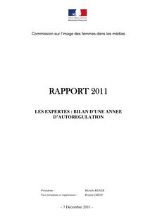 Rapport 2011 de la Commission sur l image des femmes dans les médias - Les expertes : bilan d une année d autorégulation