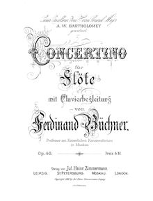 Partition complète, flûte Concertino, Op.40, D minor, Büchner, Ferdinand