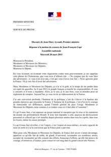 Discours de Jean-Marc Ayrault, Premier ministre - Réponse à la motion de censure de Jean-François Copé