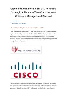 Cisco and AGT Form a Smart City Global Strategic Alliance to Transform the Way Cities Are Managed and Secured