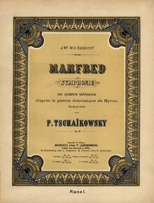 Partition couverture couleur, Manfred, Манфред, B minor, Tchaikovsky, Pyotr
