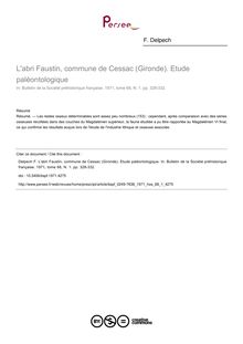 L abri Faustin, commune de Cessac (Gironde). Etude paléontologique - article ; n°1 ; vol.68, pg 328-332