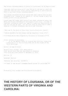 History of Louisisana - Or of the Western Parts of Virginia and Carolina: Containing