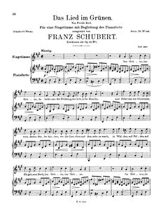 Partition complète, Das Lied im Grünen, Song in the Country, Schubert, Franz