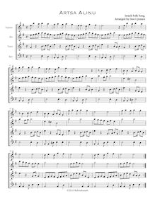 Partition complète, Artsa Alinu, Israeli Folk Song, E minor, Jensen, Don L