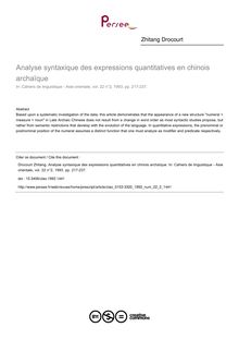 Analyse syntaxique des expressions quantitatives en chinois archaïque - article ; n°2 ; vol.22, pg 217-237