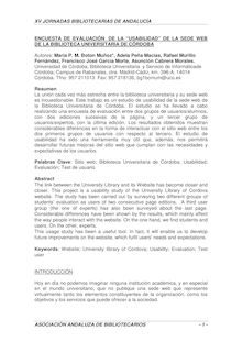 Encuesta de evaluación de la usabilidad de la sede web de la Biblioteca Universitaria de Córdoba