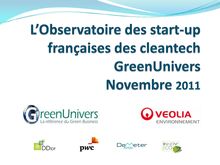 L Observatoire des start-up françaises des cleantech GreenUnivers - novembre 2011