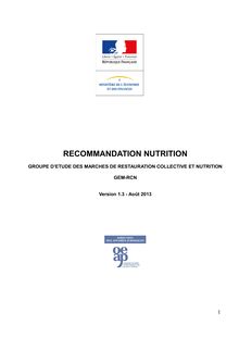 Recommandation Nutrition