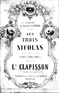 Partition complète, Les trois Nicolas, Opéra-comique en trois actes