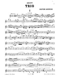 Partition de violon, Piano Trio, D minor, Sarreau, Gaston