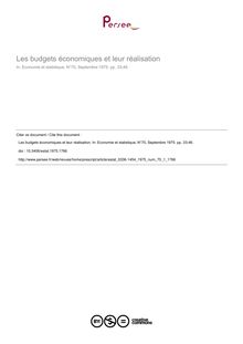 Les budgets économiques et leur réalisation - article ; n°1 ; vol.70, pg 33-46