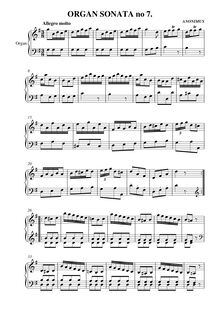 Partition , Sonata en G major, orgue sonates, Anonymous par Anonymous